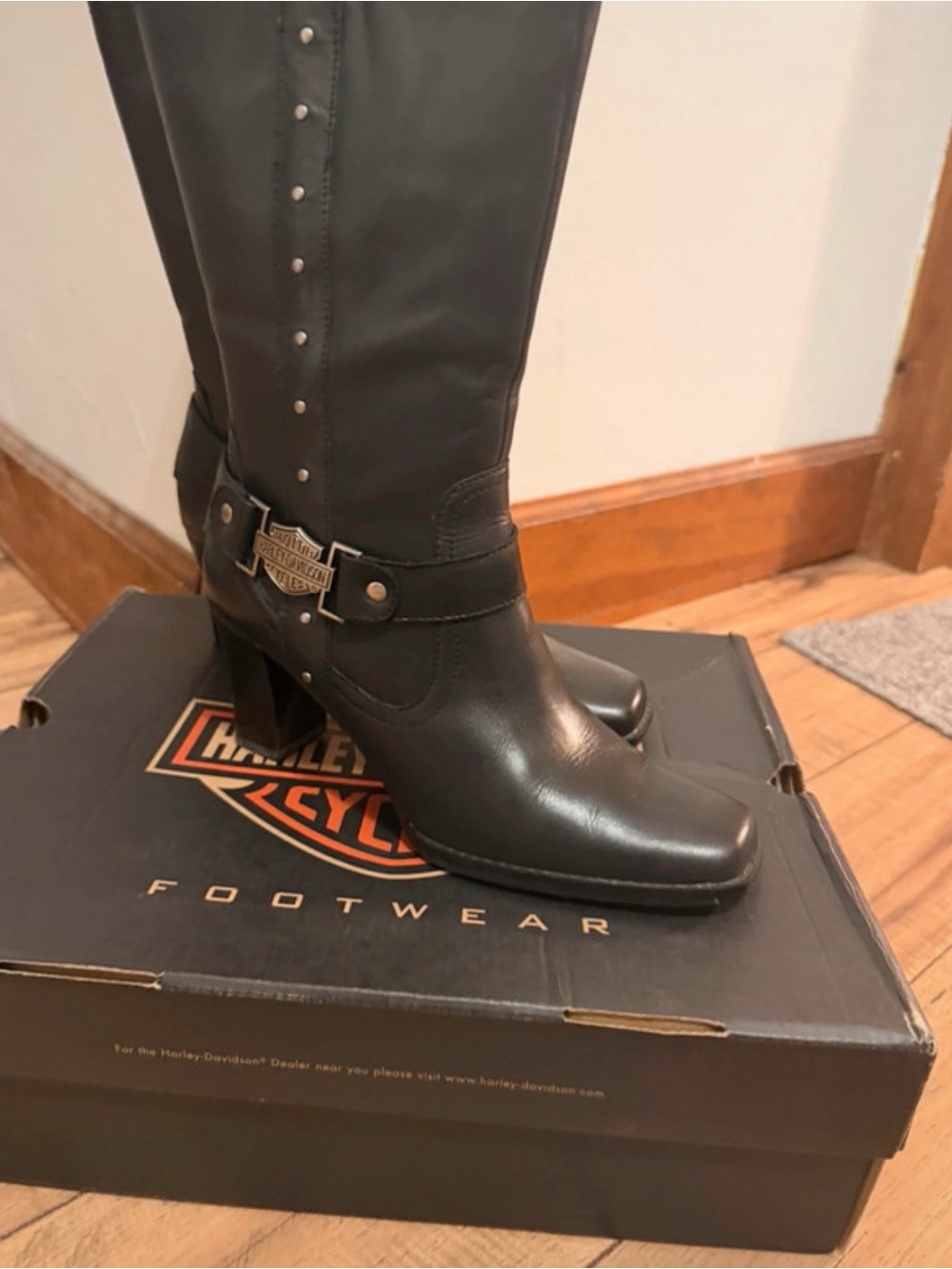 Harley-Davidson Black Leather Over-the-Knee Riding Boots